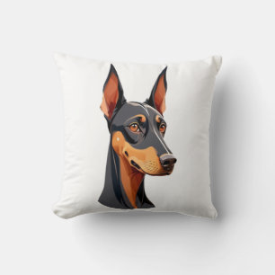 Natural Ear Doberman   Throw Pillow