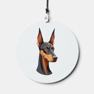 Natural Ear Doberman   Wind Chime