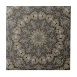 Natural Earth Tones Mandala Pattern Ceramic Tile