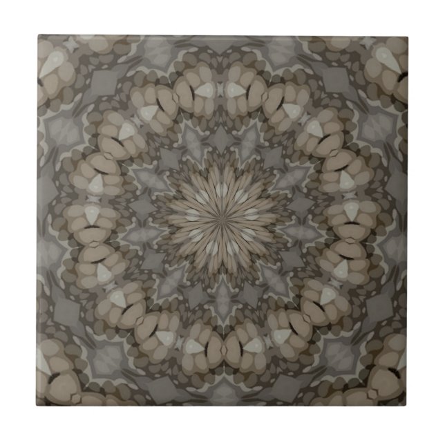 Natural Earth Tones Mandala Pattern Ceramic Tile (Front)