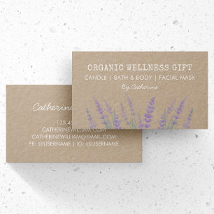 Natural Eco Organic Lavender Watercolor Floral Business Card