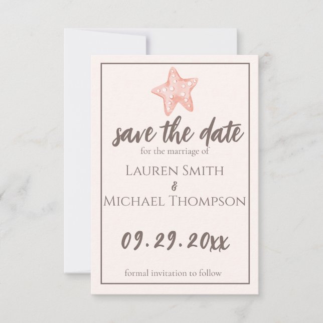 Natural Elegant Beach Seas Flat Save The Date Card (Front)