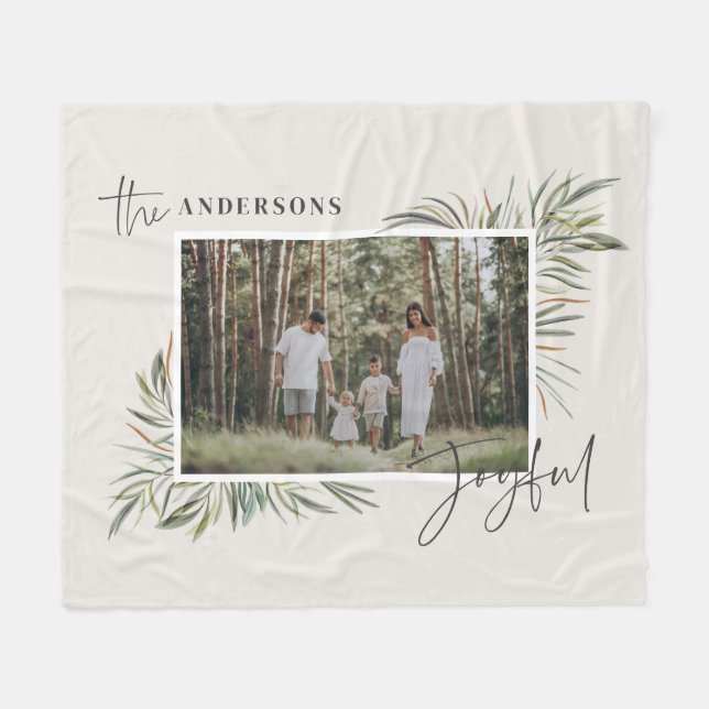Natural elegant botanical photo simple Christmas Fleece Blanket (Front (Horizontal))