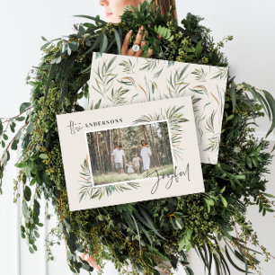 Natural elegant botanical photo simple Christmas Holiday Card