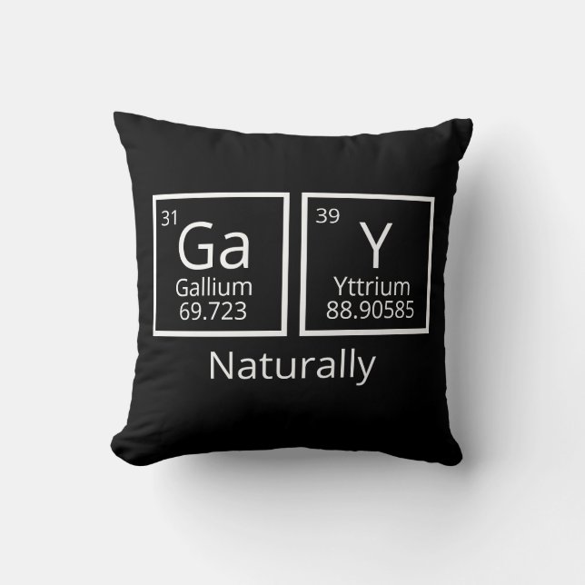Natural Elements LGBT Gay Pride Periodic Table Throw Pillow (Front)