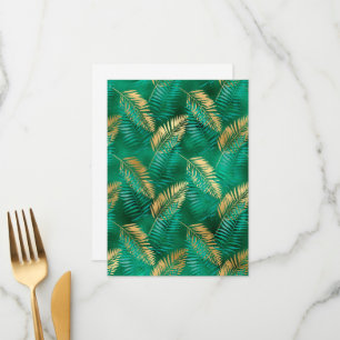 Natural Emerald Green Palm Leaf Bright Golden Menu