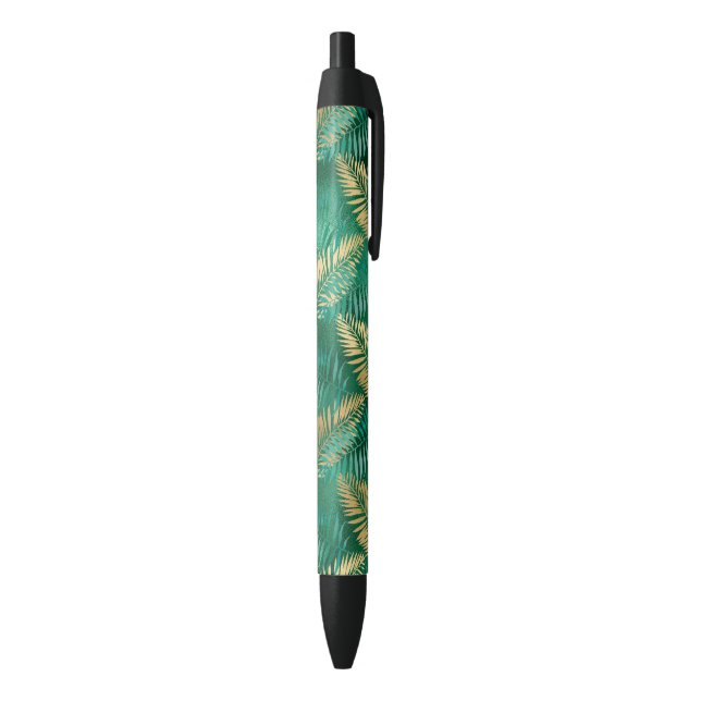 Natural Emerald Green Palm Leaf Bright Golden Pen (Bottom (Vertical))