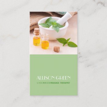 Natural Essential Oil Aromatherapy Massage Therapy Business Card by businesscardsdepot at Zazzle