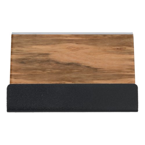 Natural Eucalyptus Wood Grain Look Desk Business Card Holder