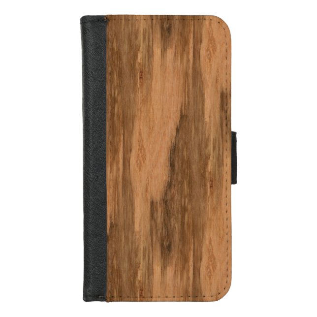 Natural Eucalyptus Wood Grain Look iPhone Wallet Case (Front)