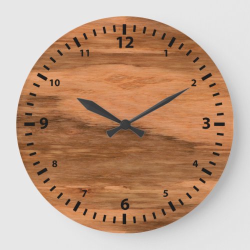 Natural Eucalyptus Wood Grain Look Large Clock