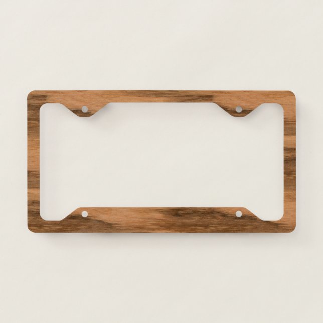Natural Eucalyptus Wood Grain Look License Plate Frame (Front)