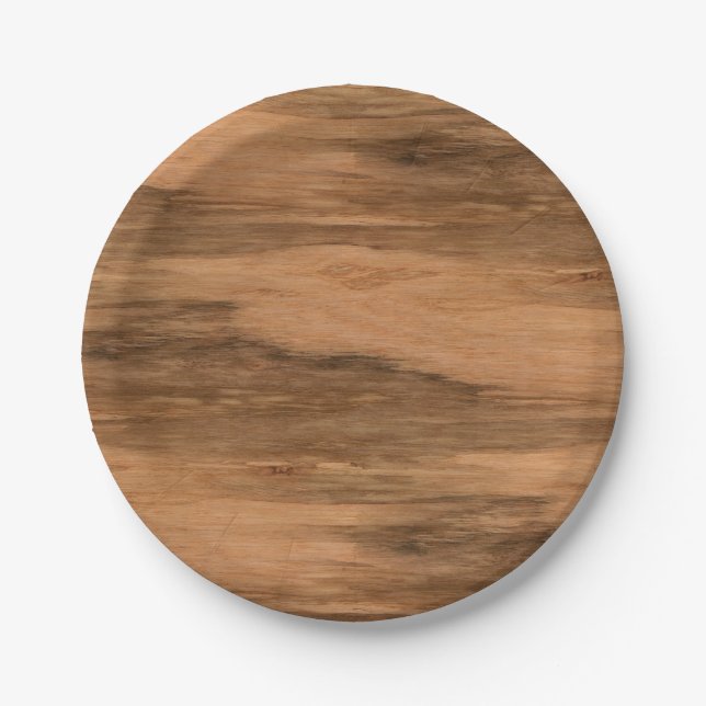 Natural Eucalyptus Wood Grain Look Paper Plates (Front)