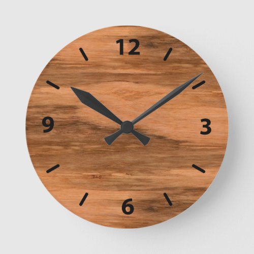 Natural Eucalyptus Wood Grain Look Round Clock