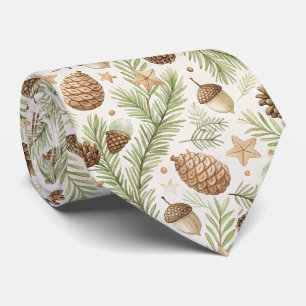 Natural Evergreen Pinecone Gold Brown Neck Tie