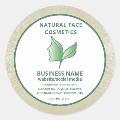 Natural face cosmetics girl face leaves wellness  classic round sticker