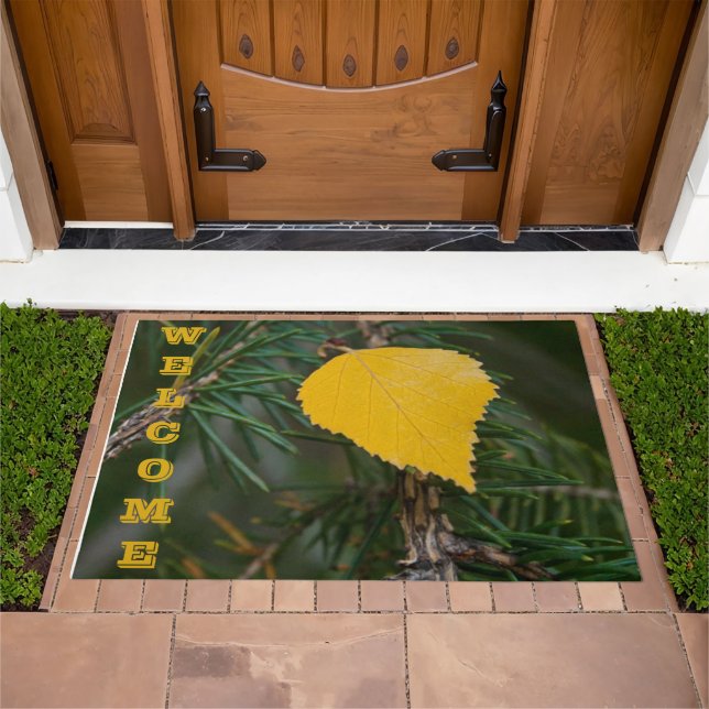 Natural Fall Aspen Leaf Close-up Photo Custom Doormat (Outdoor)