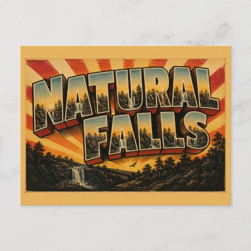 Natural Falls Oklahoma Ozark Waterfall Grotto Art Postcard