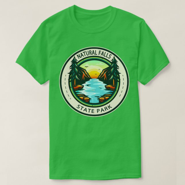Natural Falls State Park Oklahoma Badge T-Shirt (Design Front)