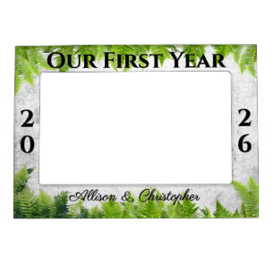 Natural Ferns Couple's First Year Anniversary Magnetic Frame