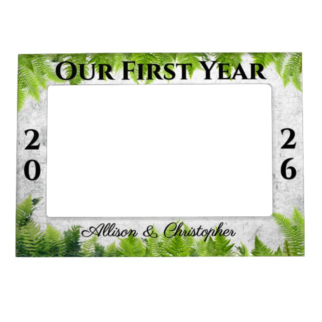 Natural Ferns Couple's First Year Anniversary Magnetic Frame (Front)