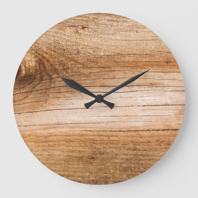 Natural fir wood: textured surface large clock (Front)