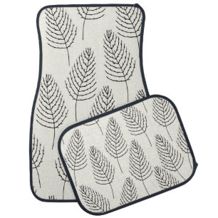 Natural Floral: Abstract White Vintage Car Floor Mat
