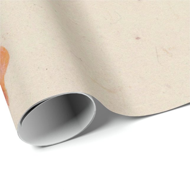 Natural Floral Grungy Shabby Earth Poppes Mulberry Wrapping Paper (Roll Corner)