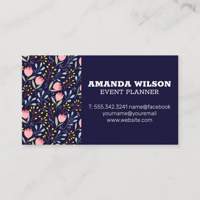 Natural Flower Illustrations Business Card (Front)