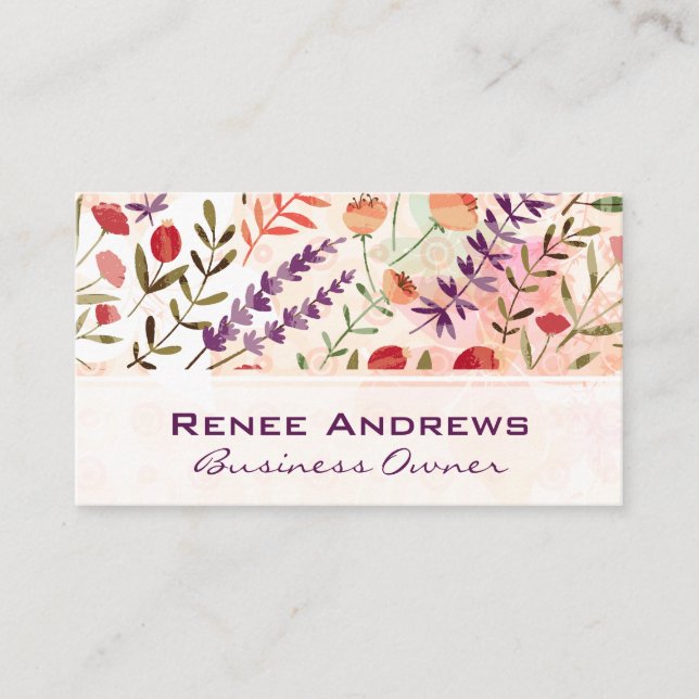 Natural Flower Illustrations Business Card (Front)