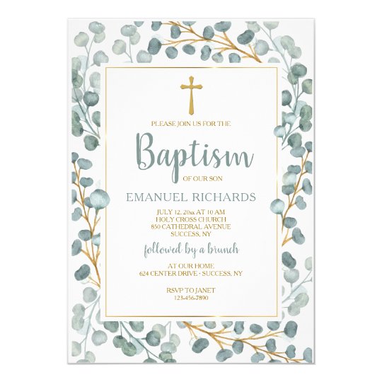 Natural Foliage Frame Religious Invitation | Zazzle.com