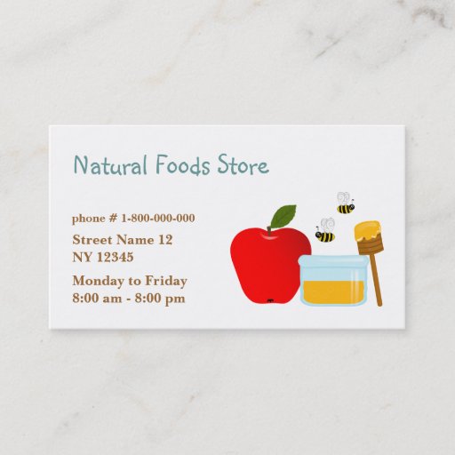 Customizable Natural Food Store Business Card