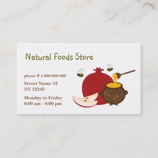 Customizable Natural Food Store Business Card