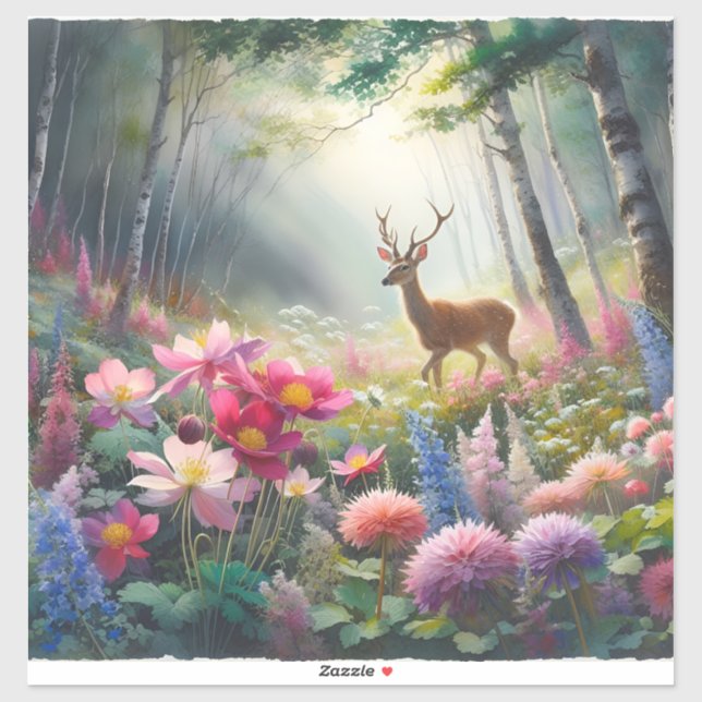 Natural Forest Deer Captured Artistically Sticker (Sheet)
