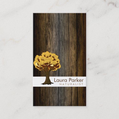 Natural Forest Gold Tree Wood Care Landscape Lawn Business Card