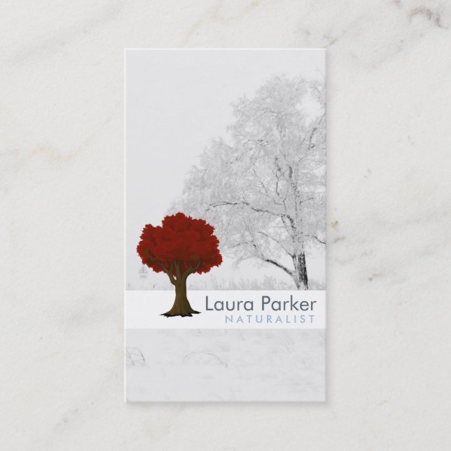 Natural Forest Silver Tree Care Landscape Lawn Business Card (Front)