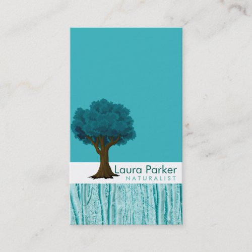 Natural Forest Teal Tree Care Landscape Lawn Business Card