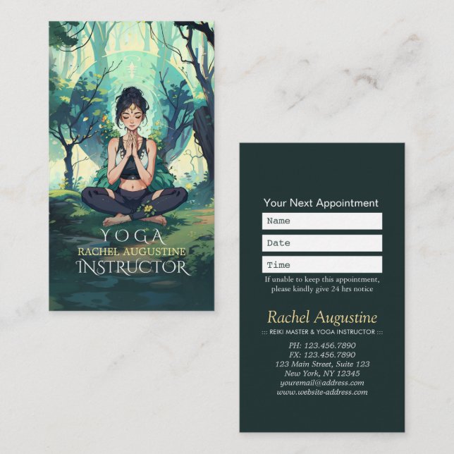 Natural Forest Yoga Fitness Meditation Instructor Appointment Card (Front/Back)