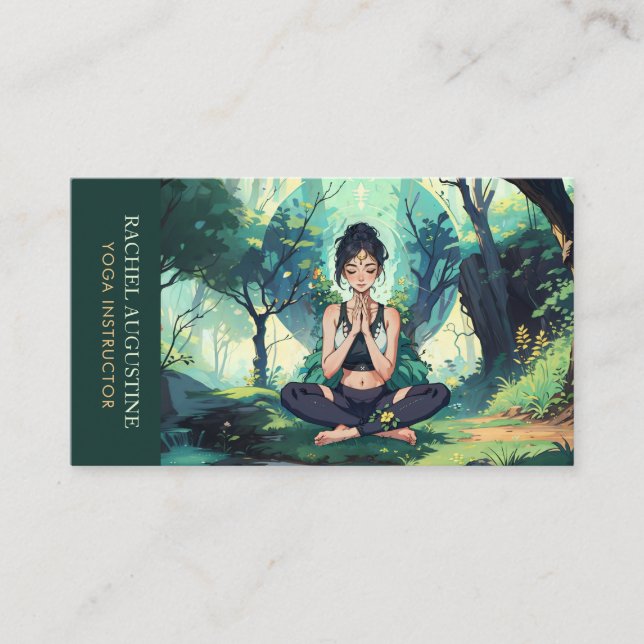 Natural Forest Yoga Fitness Meditation Instructor Business Card (Front)