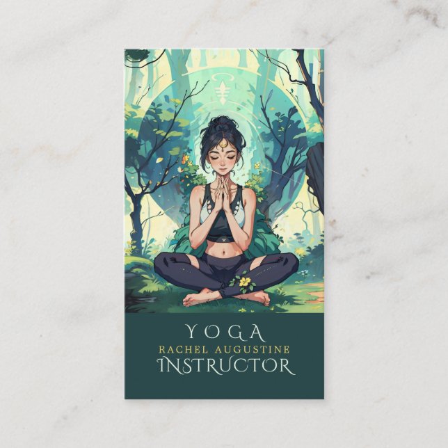 Natural Forest Yoga Fitness Meditation Instructor Business Card (Front)