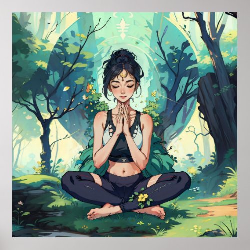 Natural Forest Yoga Fitness Meditation Instructor Poster