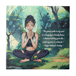 Natural Forest Yoga Meditation Reiki Master Quotes Ceramic Tile