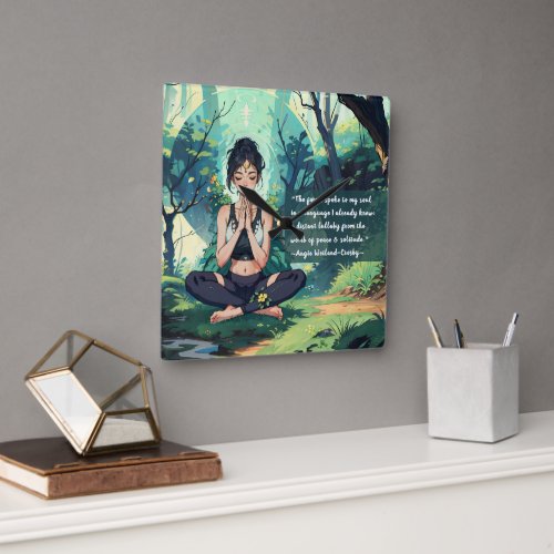 Natural Forest Yoga Meditation Reiki Master Quotes Square Wall Clock