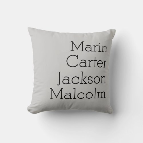 Natural Four Kids Names Personalized Family Throw Pillow