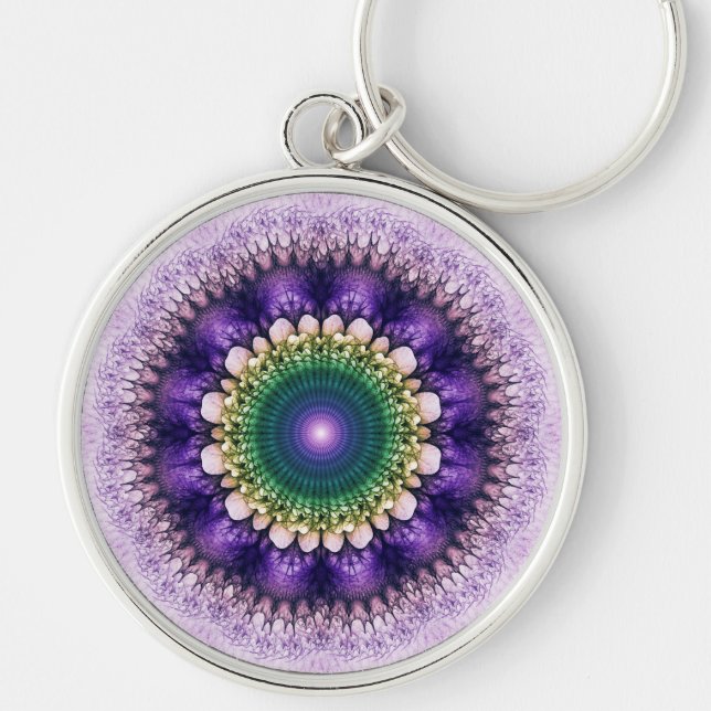 Natural fractal blue design keychain (Front)