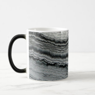 Natural gemstone black white agate marble stone color morph mug 