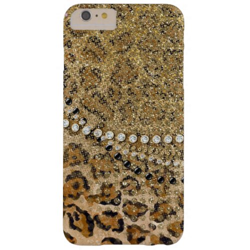 Natural Gold Leopard Animal Print Glitter Look Barely There iPhone 6 Plus Case