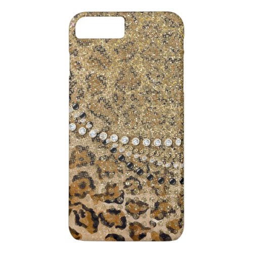 Natural Gold Leopard Animal Print Glitter Look iPhone 8 Plus7 Plus Case