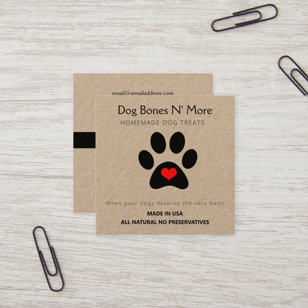 Natural Gourmet Dog Treats Bakery Square Business Card Zazzle