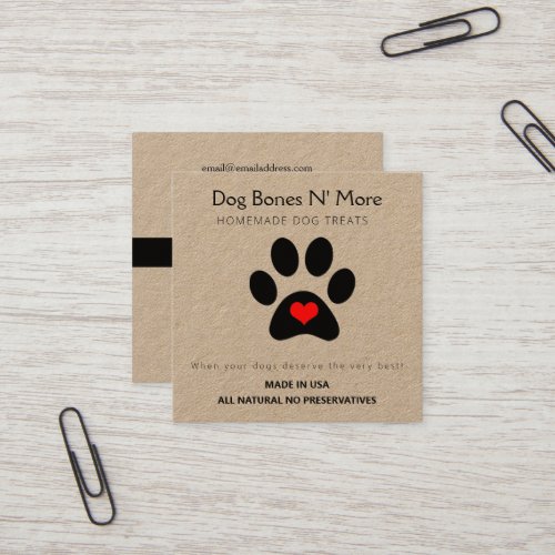 Natural Gourmet Dog Treats Bakery Square Business Card